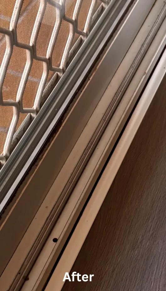 Sliding door track cleaning - after