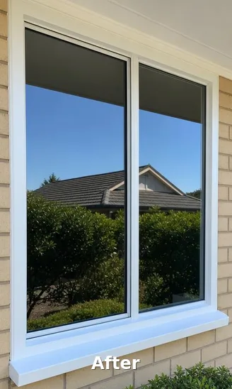 Window frame, glass and sill detail clean - after